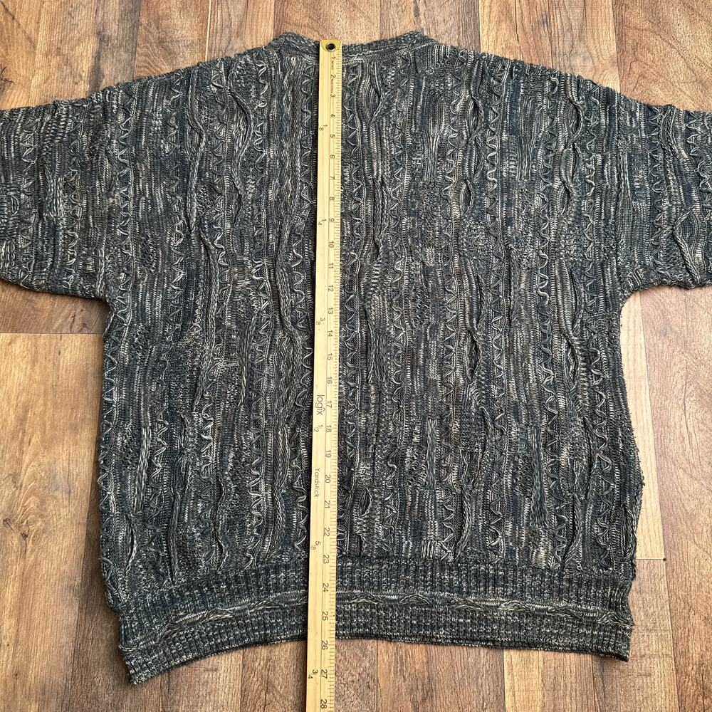 J Ferrar Coogi Style Sweater Men's Medium Gray Crew Neck Textured‎ Knit 6493 - Picture 5 of 9